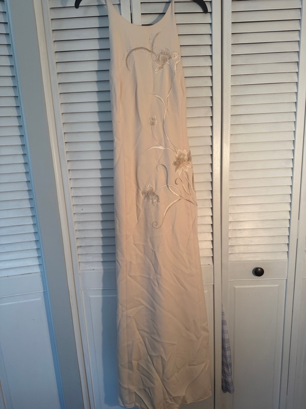 Elegant Cream Embroidered Maxi Slip Dress